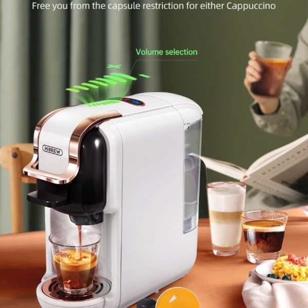 HiBREW 5-in-1 Capsule Coffee Machine Hot/Cold Cappuccino Nespresso ESE Pod 19Bar